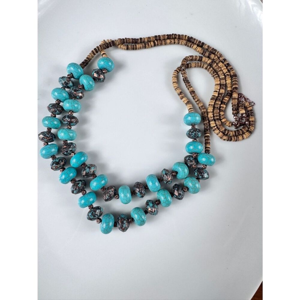 Vintage Turquoise Blue Double-Strand Bead Necklace